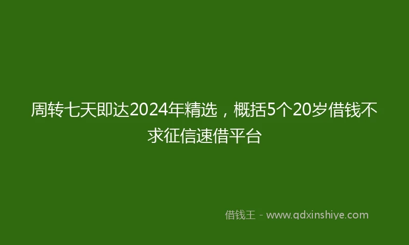 周转七天即达2024年精选，概括5个20岁借钱不求征信速借平台
