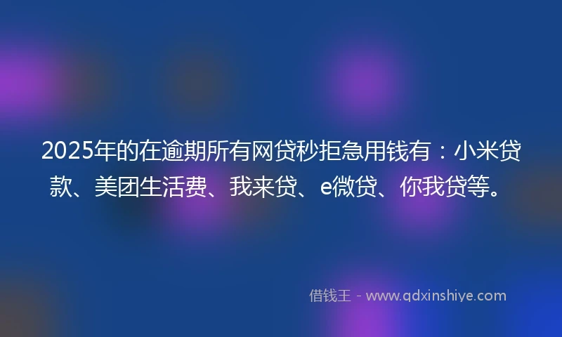 2025年的在逾期所有网贷秒拒急用钱有：小米贷款、美团生活费、我来贷、e微贷、你我贷等。