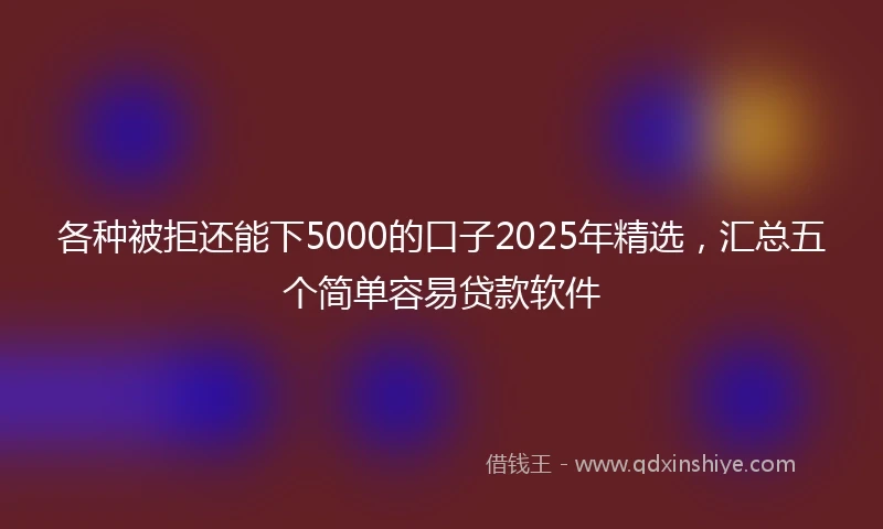 各种被拒还能下5000的口子2025年精选，汇总五个简单容易贷款软件