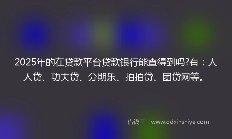 2025年的在贷款平台贷款银行能查得到吗?有：人人贷、功夫贷、分期乐、拍拍贷、团贷网等。