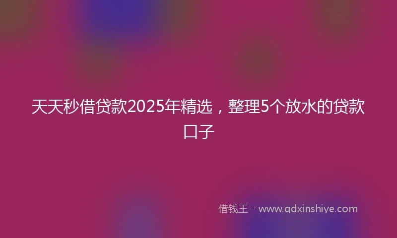 天天秒借贷款2025年精选，整理5个放水的贷款口子