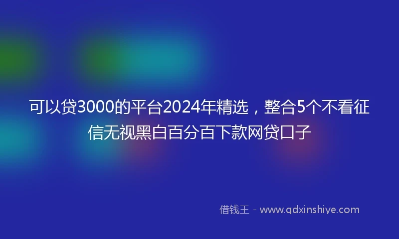 可以贷3000的平台2024年精选，整合5个不看征信无视黑白百分百下款网贷口子