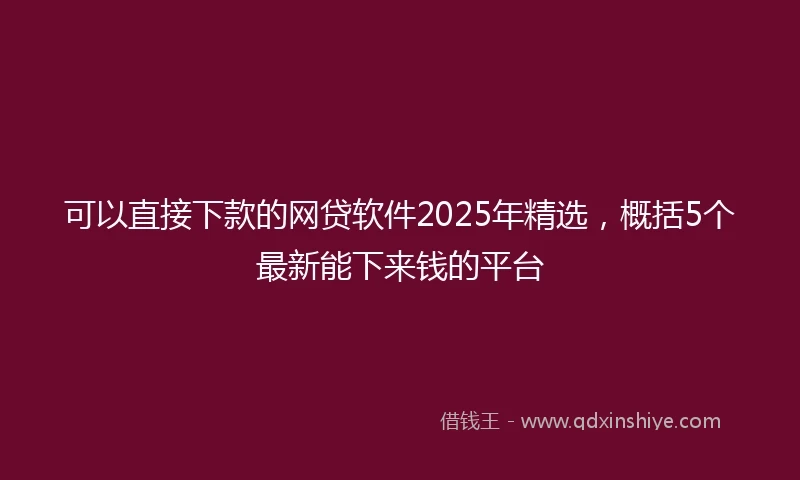 可以直接下款的网贷软件2025年精选，概括5个最新能下来钱的平台