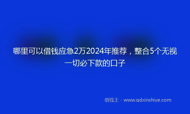哪里可以借钱应急2万2024年推荐，整合5个无视一切必下款的口子