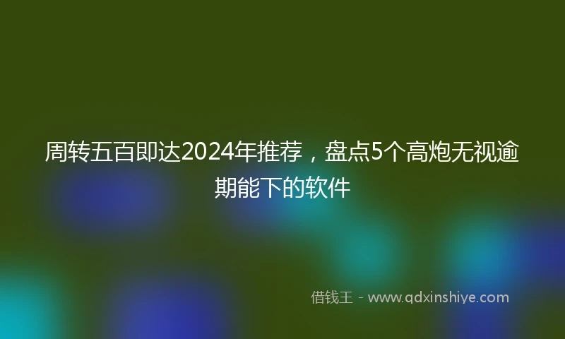 周转五百即达2024年推荐，盘点5个高炮无视逾期能下的软件