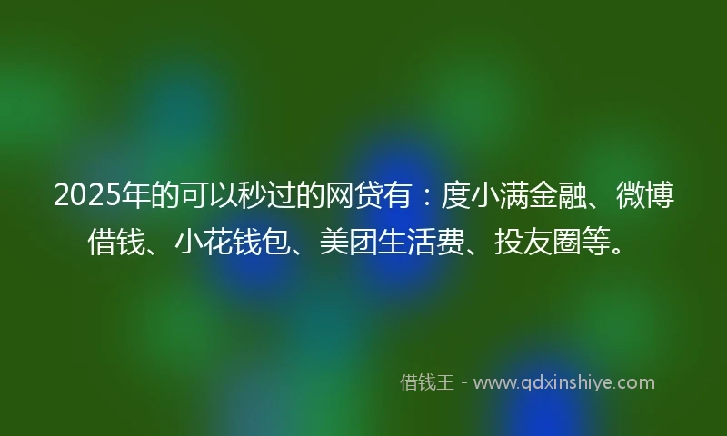 2025年的可以秒过的网贷有：度小满金融、微博借钱、小花钱包、美团生活费、投友圈等。
