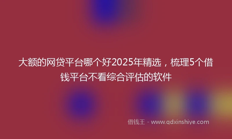 大额的网贷平台哪个好2025年精选，梳理5个借钱平台不看综合评估的软件