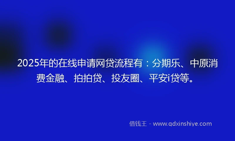 2025年的在线申请网贷流程有：分期乐、中原消费金融、拍拍贷、投友圈、平安i贷等。