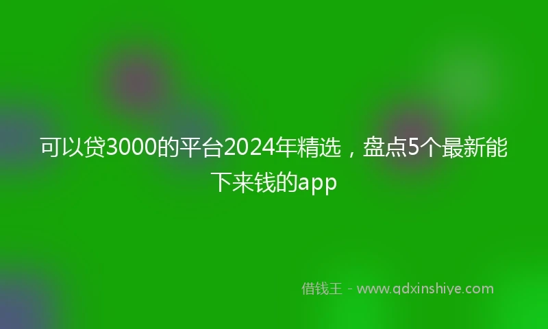 可以贷3000的平台2024年精选，盘点5个最新能下来钱的app