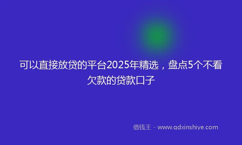 可以直接放贷的平台2025年精选，盘点5个不看欠款的贷款口子