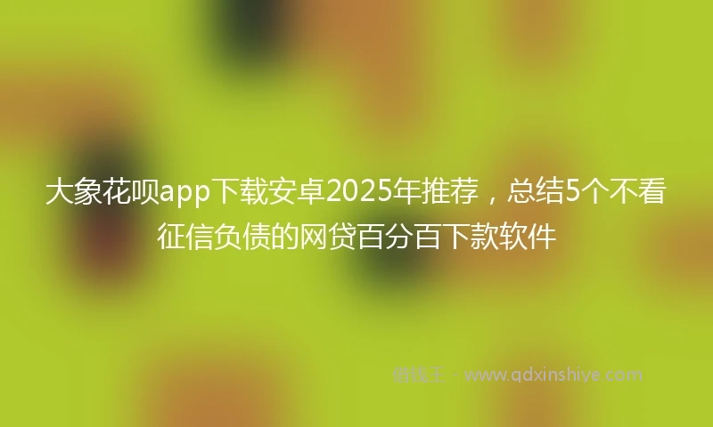 大象花呗app下载安卓2025年推荐，总结5个不看征信负债的网贷百分百下款软件
