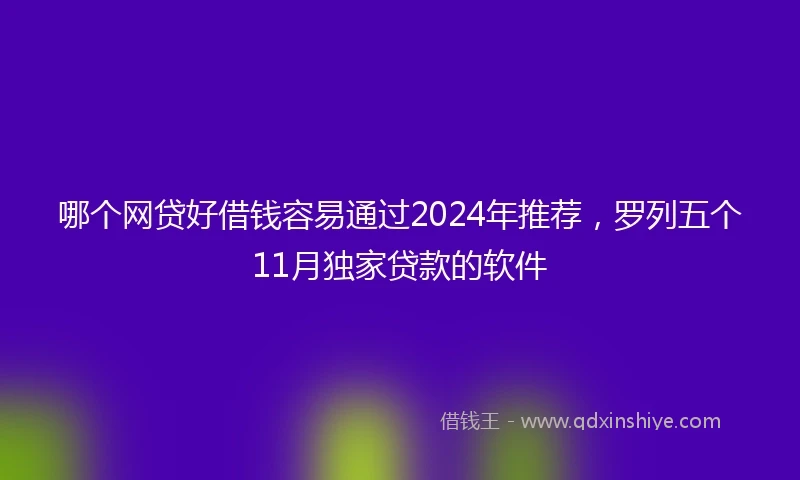 哪个网贷好借钱容易通过2024年推荐，罗列五个11月独家贷款的软件