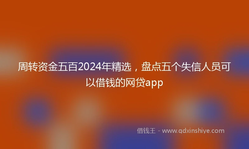 周转资金五百2024年精选，盘点五个失信人员可以借钱的网贷app