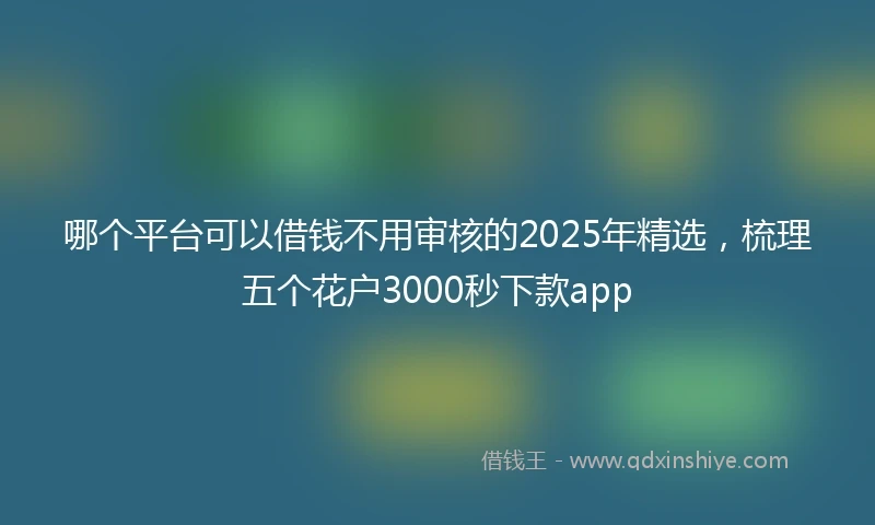 哪个平台可以借钱不用审核的2025年精选，梳理五个花户3000秒下款app