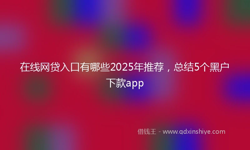 在线网贷入口有哪些2025年推荐，总结5个黑户下款app