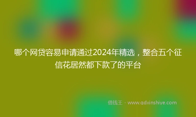 哪个网贷容易申请通过2024年精选，整合五个征信花居然都下款了的平台