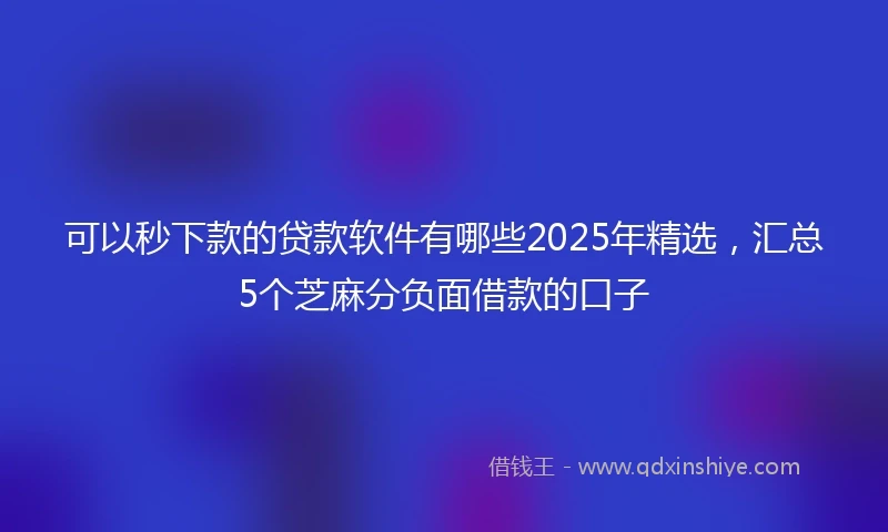 可以秒下款的贷款软件有哪些2025年精选，汇总5个芝麻分负面借款的口子
