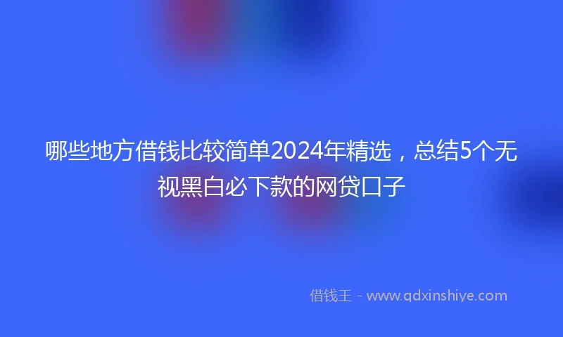 哪些地方借钱比较简单2024年精选,总结5个无视黑白必下款的网贷口子
