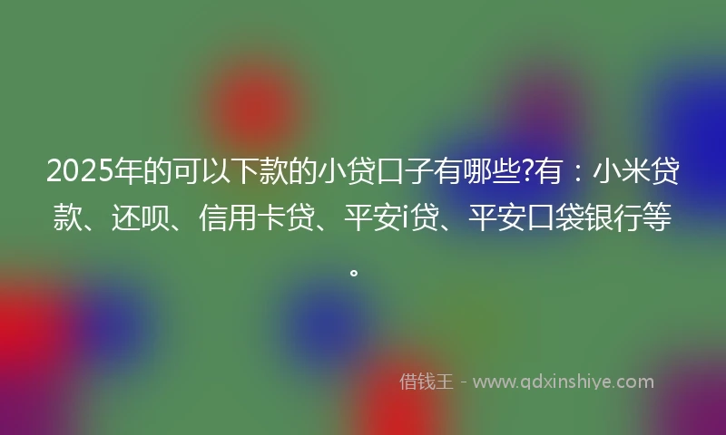 2025年的可以下款的小贷口子有哪些?有：小米贷款、还呗、信用卡贷、平安i贷、平安口袋银行等。