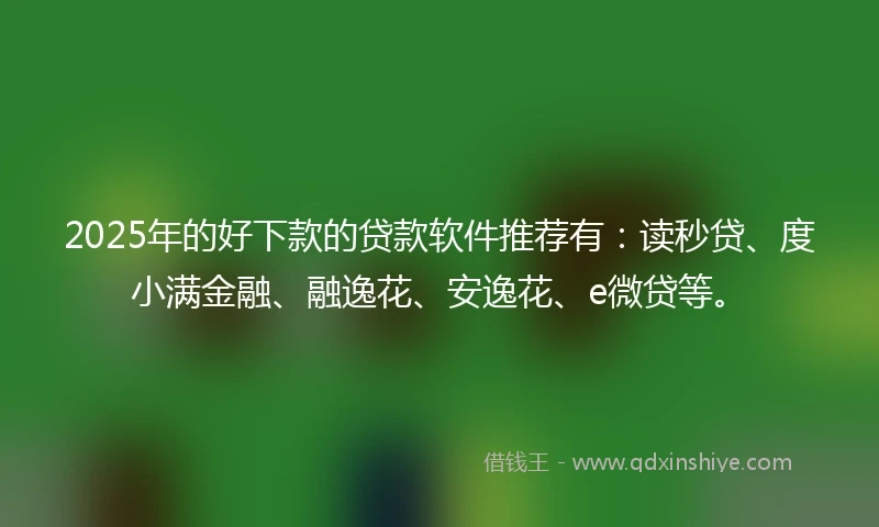 2025年的好下款的贷款软件推荐有：读秒贷、度小满金融、融逸花、安逸花、e微贷等。