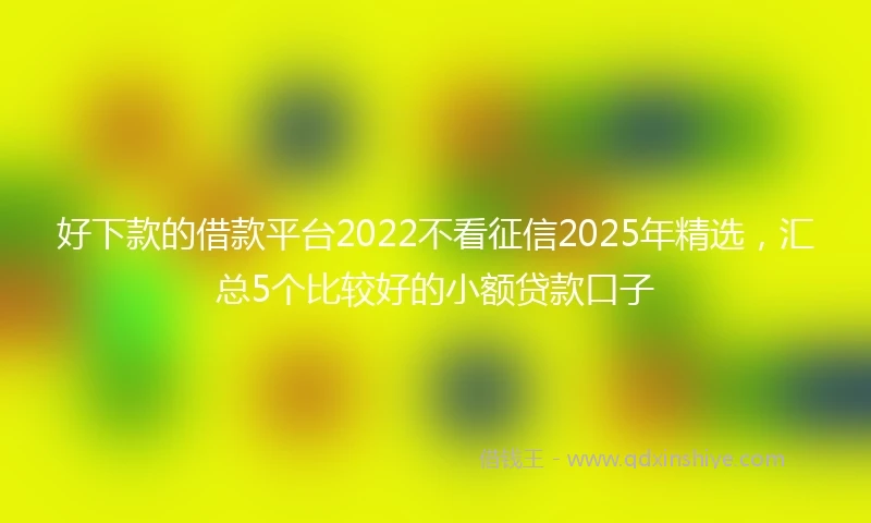 好下款的借款平台2022不看征信2025年精选，汇总5个比较好的小额贷款口子
