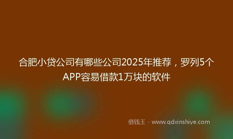 合肥小贷公司有哪些公司2025年推荐，罗列5个APP容易借款1万块的软件