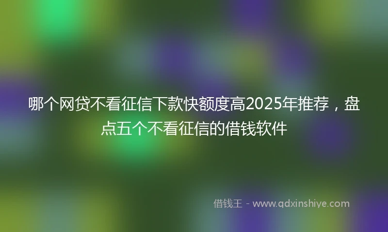 哪个网贷不看征信下款快额度高2025年推荐，盘点五个不看征信的借钱软件