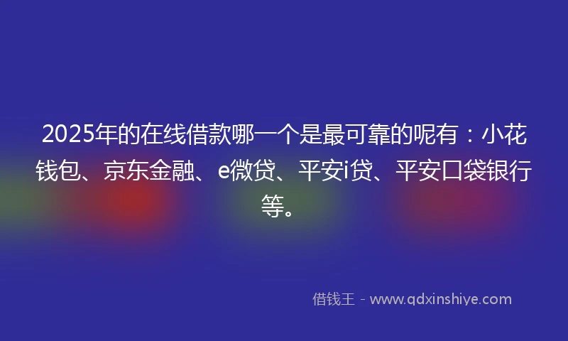 2025年的在线借款哪一个是最可靠的呢有：小花钱包、京东金融、e微贷、平安i贷、平安口袋银行等。