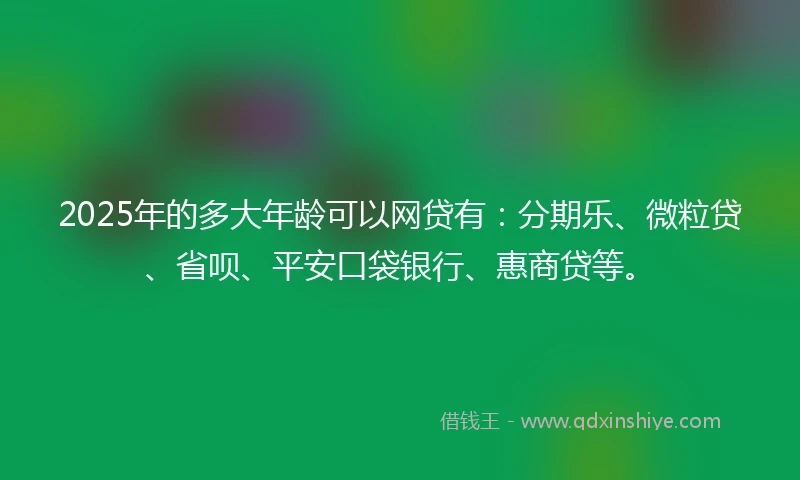 2025年的多大年龄可以网贷有：分期乐、微粒贷、省呗、平安口袋银行、惠商贷等。