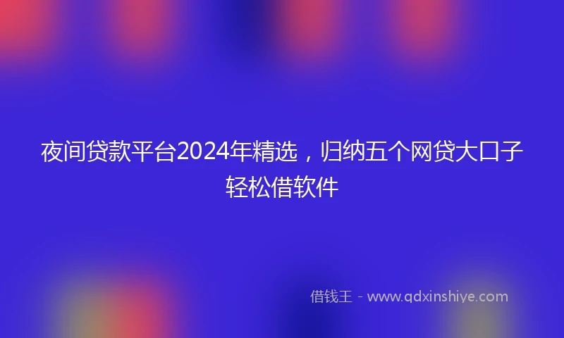 夜间贷款平台2024年精选，归纳五个网贷大口子轻松借软件