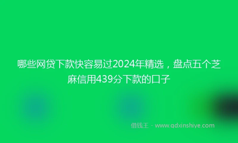 哪些网贷下款快容易过2024年精选，盘点五个芝麻信用439分下款的口子
