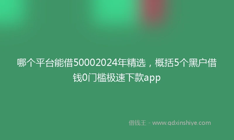 哪个平台能借50002024年精选，概括5个黑户借钱0门槛极速下款app