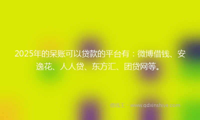 2025年的呆账可以贷款的平台有：微博借钱、安逸花、人人贷、东方汇、团贷网等。