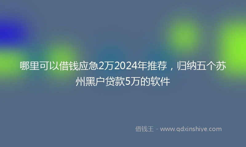 哪里可以借钱应急2万2024年推荐，归纳五个苏州黑户贷款5万的软件