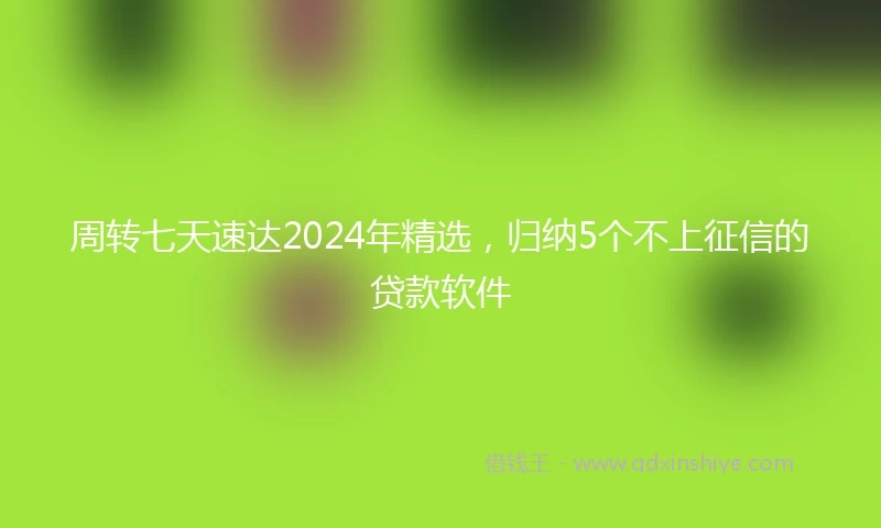 周转七天速达2024年精选,归纳5个不上征信的贷款软件