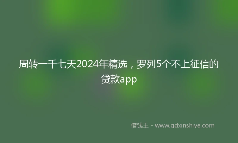 周转一千七天2024年精选，罗列5个不上征信的贷款app