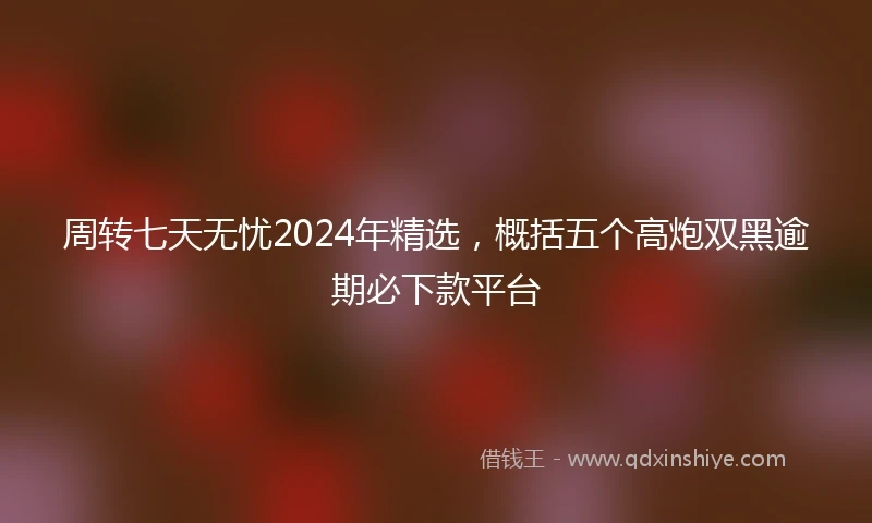 周转七天无忧2024年精选，概括五个高炮双黑逾期必下款平台
