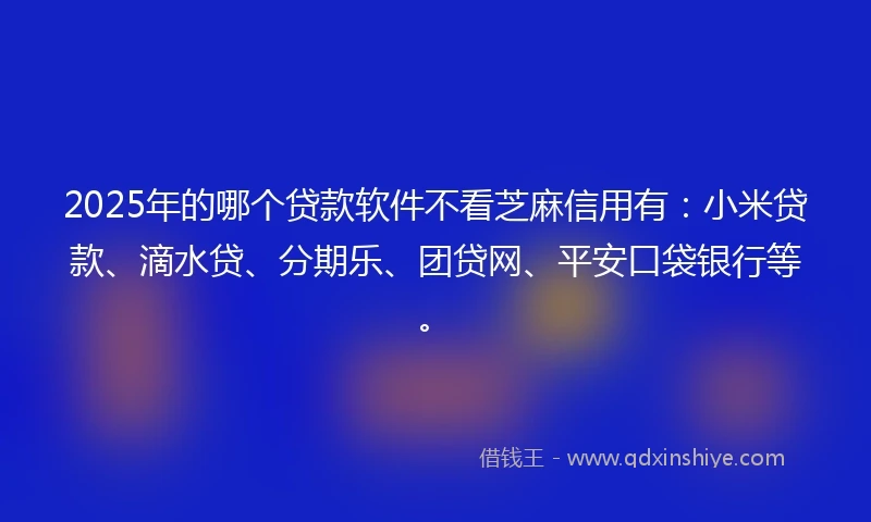 2025年的哪个贷款软件不看芝麻信用有：小米贷款、滴水贷、分期乐、团贷网、平安口袋银行等。
