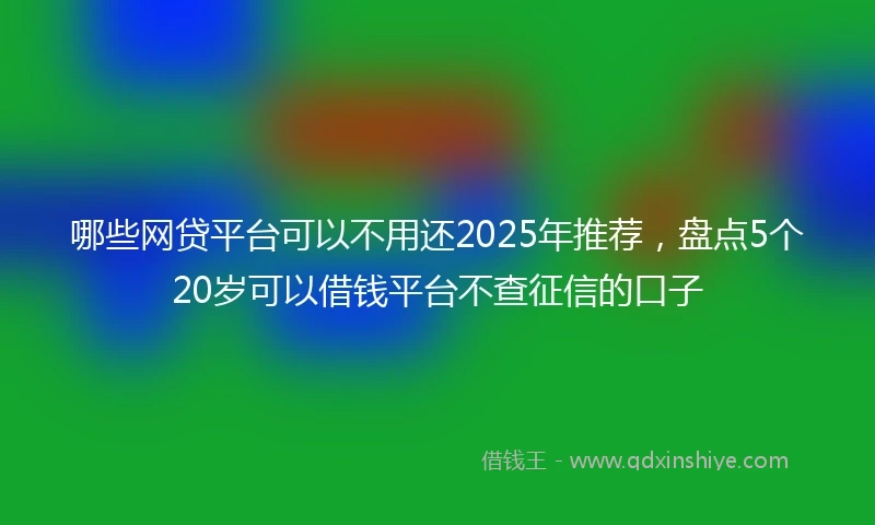 哪些网贷平台可以不用还2025年推荐，盘点5个20岁可以借钱平台不查征信的口子