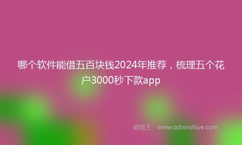 哪个软件能借五百块钱2024年推荐，梳理五个花户3000秒下款app