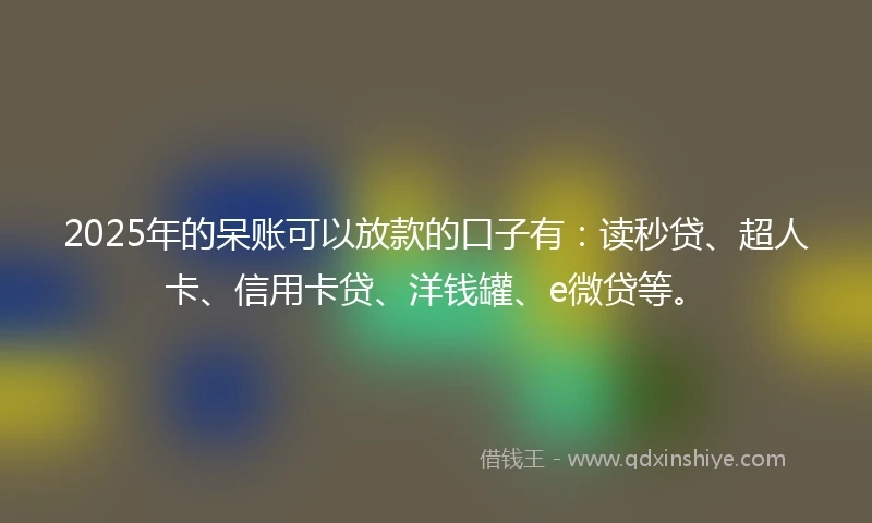 2025年的呆账可以放款的口子有:读秒贷、超人卡、信用卡贷、洋钱罐、e微贷等。