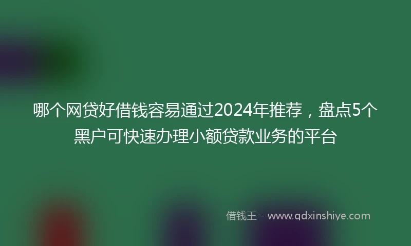 哪个网贷好借钱容易通过2024年推荐，盘点5个黑户可快速办理小额贷款业务的平台