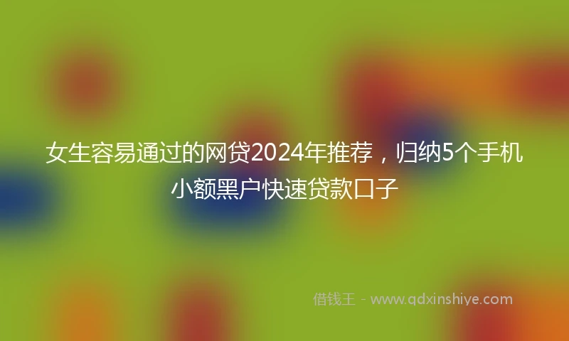 女生容易通过的网贷2024年推荐，归纳5个手机小额黑户快速贷款口子