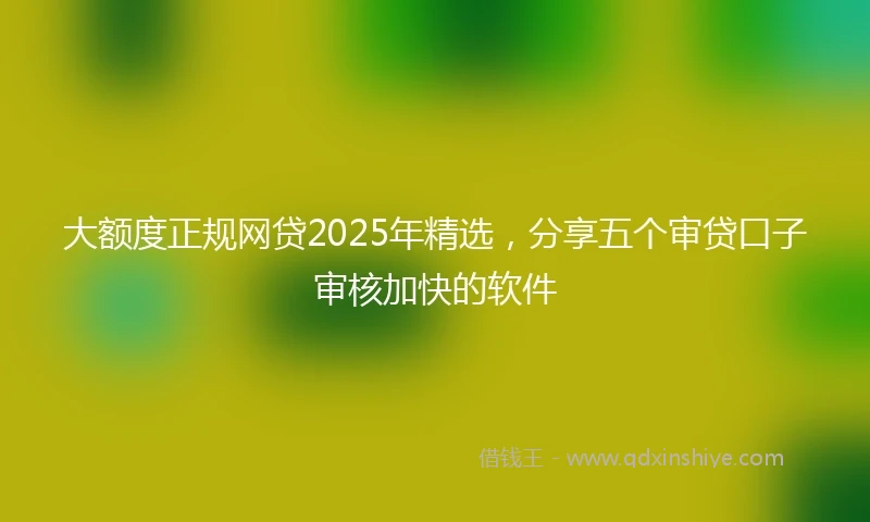 大额度正规网贷2025年精选，分享五个审贷口子审核加快的软件