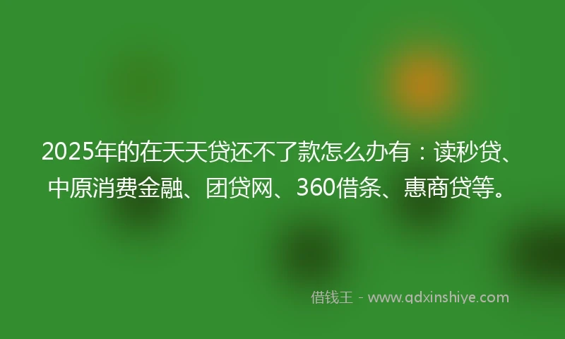 2025年的在天天贷还不了款怎么办有：读秒贷、中原消费金融、团贷网、360借条、惠商贷等。