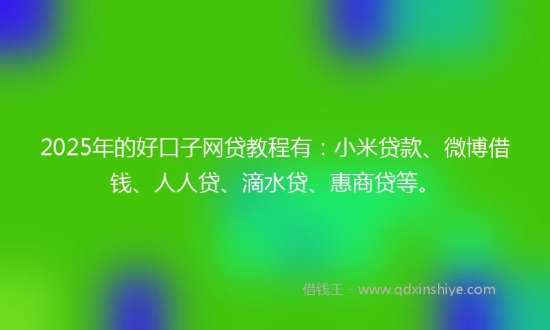 2025年的好口子网贷教程有：小米贷款、微博借钱、人人贷、滴水贷、惠商贷等。