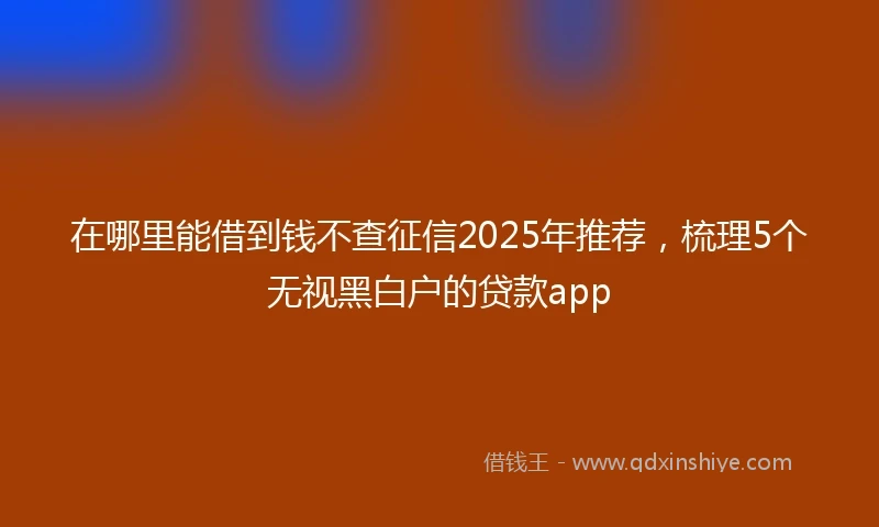 在哪里能借到钱不查征信2025年推荐，梳理5个无视黑白户的贷款app