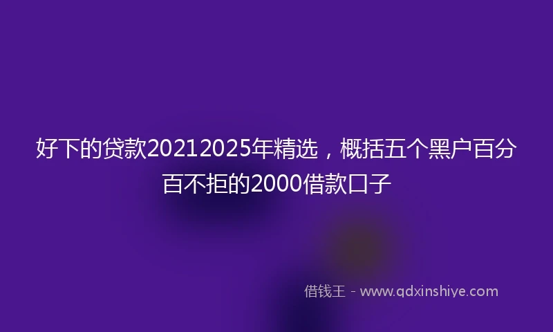好下的贷款20212025年精选，概括五个黑户百分百不拒的2000借款口子