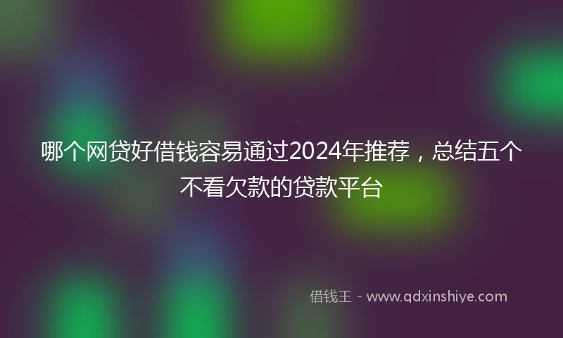 哪个网贷好借钱容易通过2024年推荐，总结五个不看欠款的贷款平台