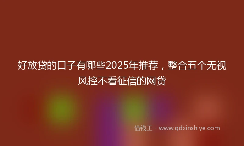 好放贷的口子有哪些2025年推荐，整合五个无视风控不看征信的网贷